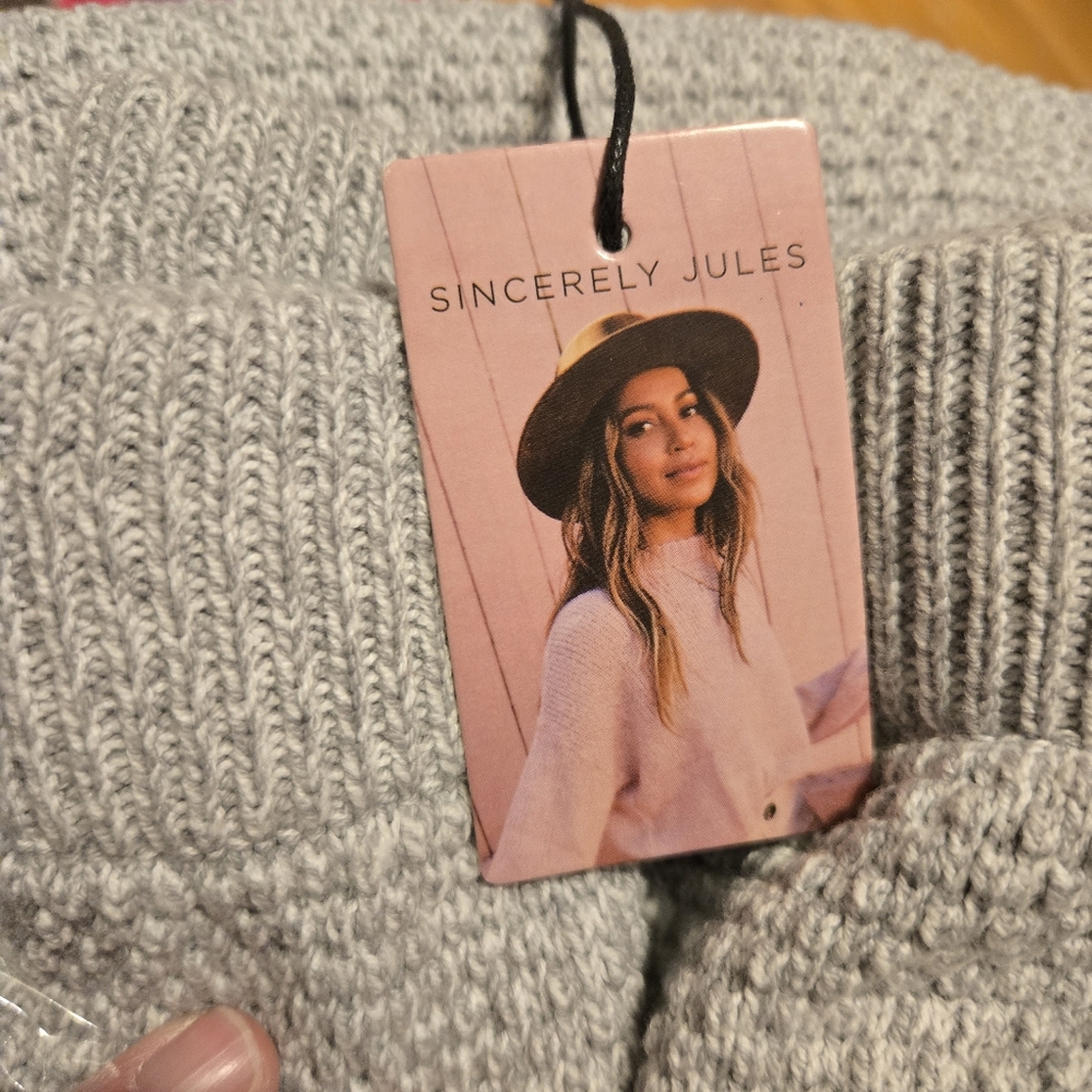 Sincerely Jules Pants Women's Grey Waffle Soft Knit Tapered Cozy Joggers NWT - Picture 6 of 7